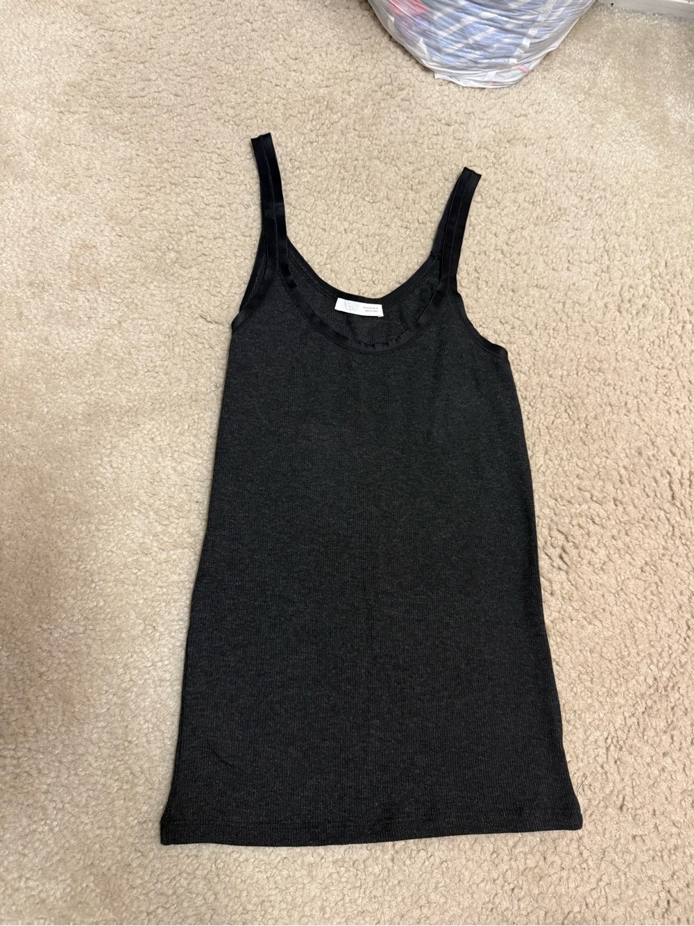 Zara Charcoal Gray Ribbed Tank Top